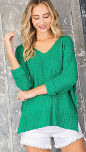 Kelly Green Loose Knit Sweater