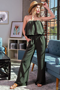 Olive  Strapless Jumpsuit