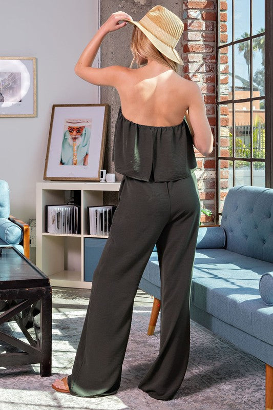 Olive  Strapless Jumpsuit
