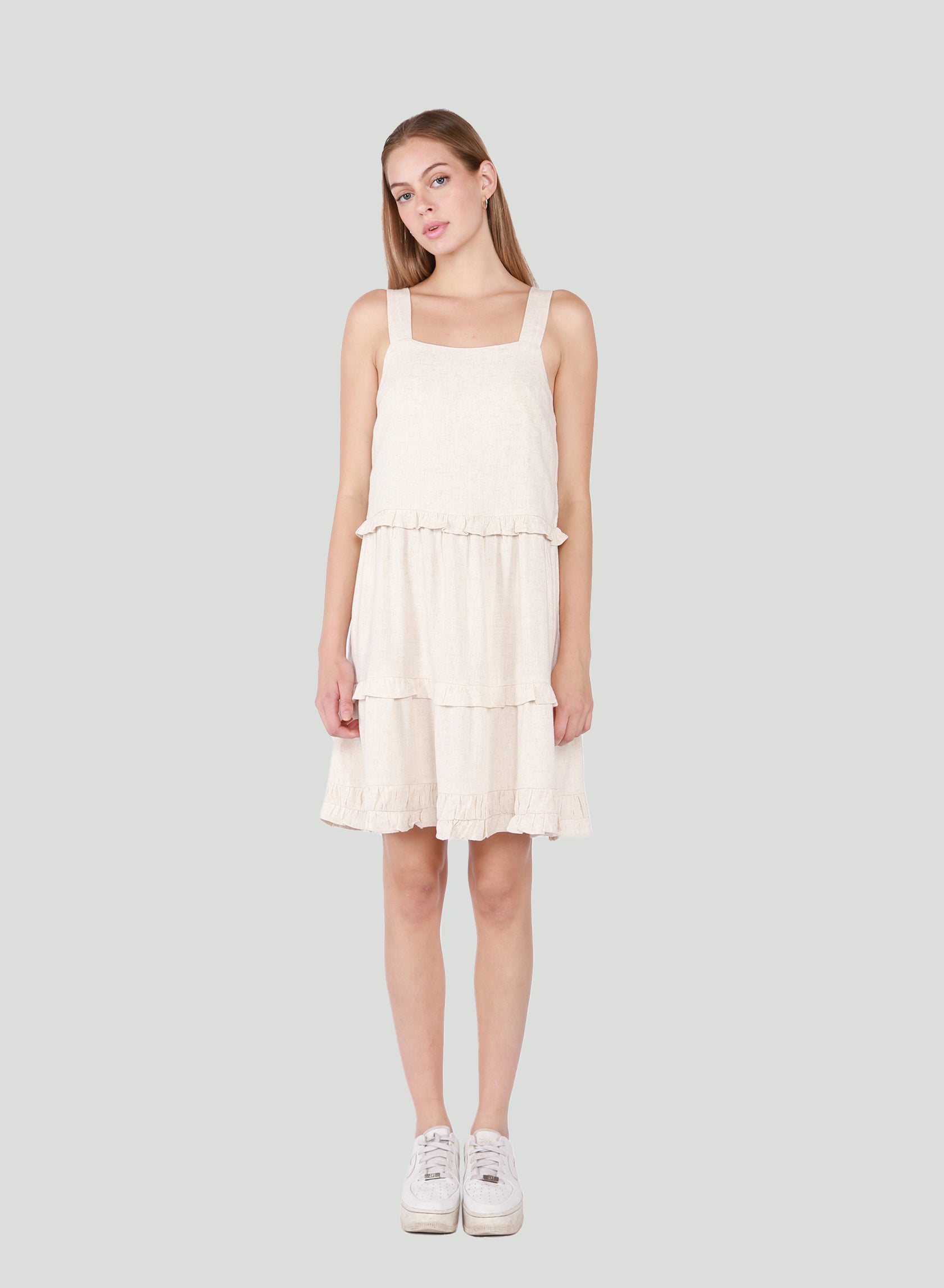 Linen Blend Tiered Sundress