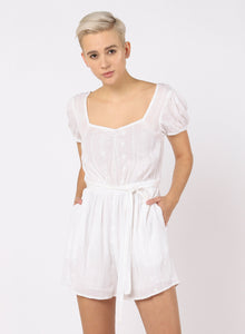 Puff Sleeve Eyelet Romper