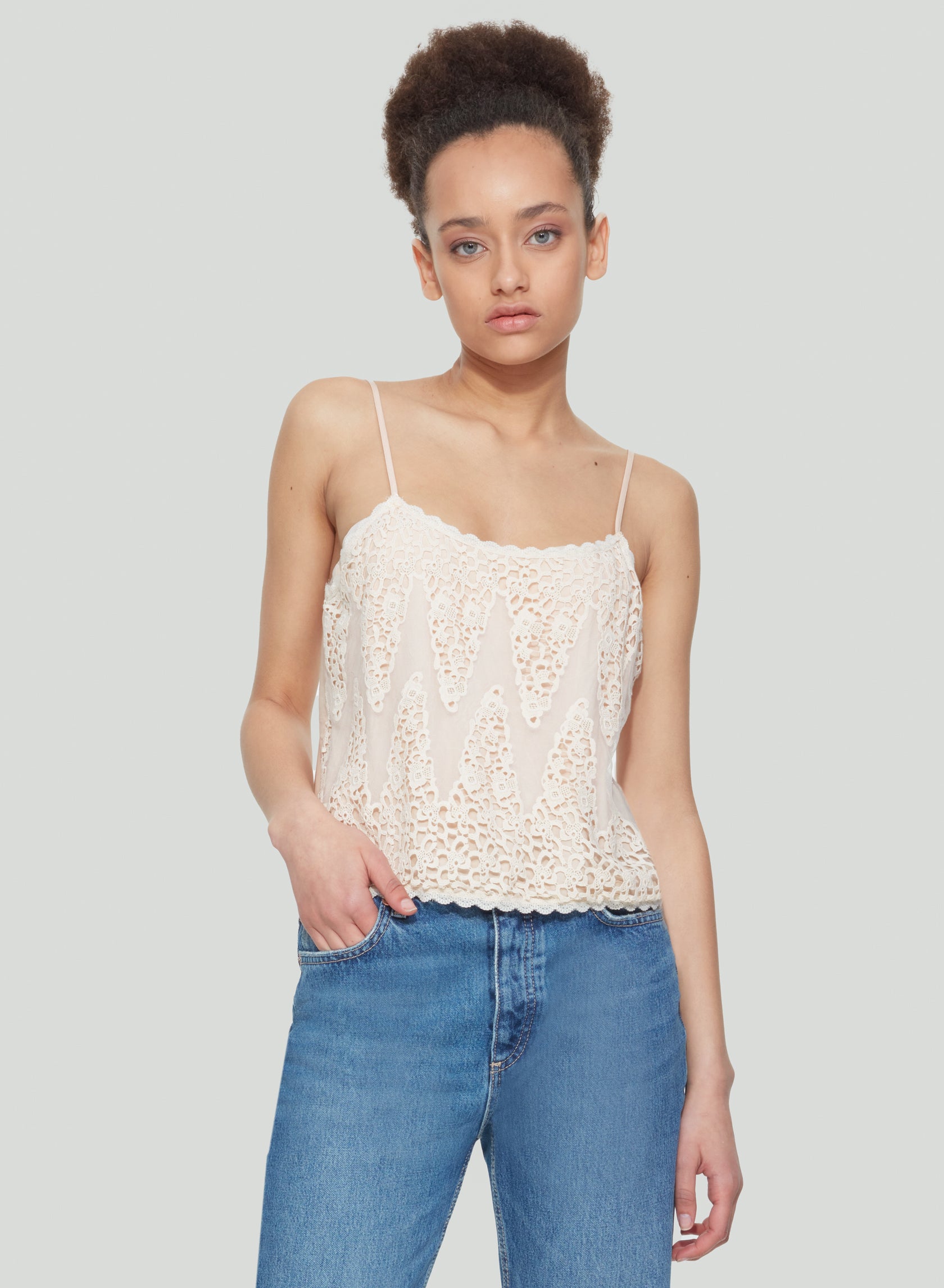 Lace Cami with Stretch Overlay