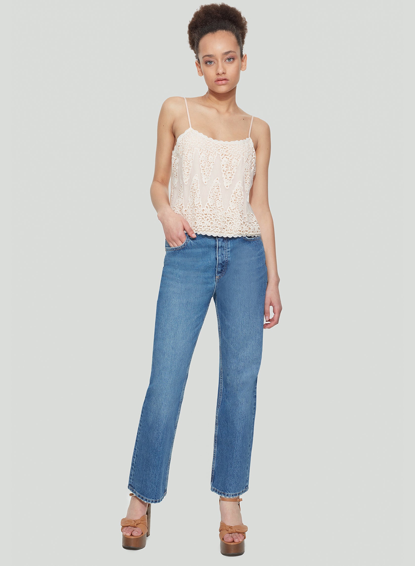 Lace Cami with Stretch Overlay