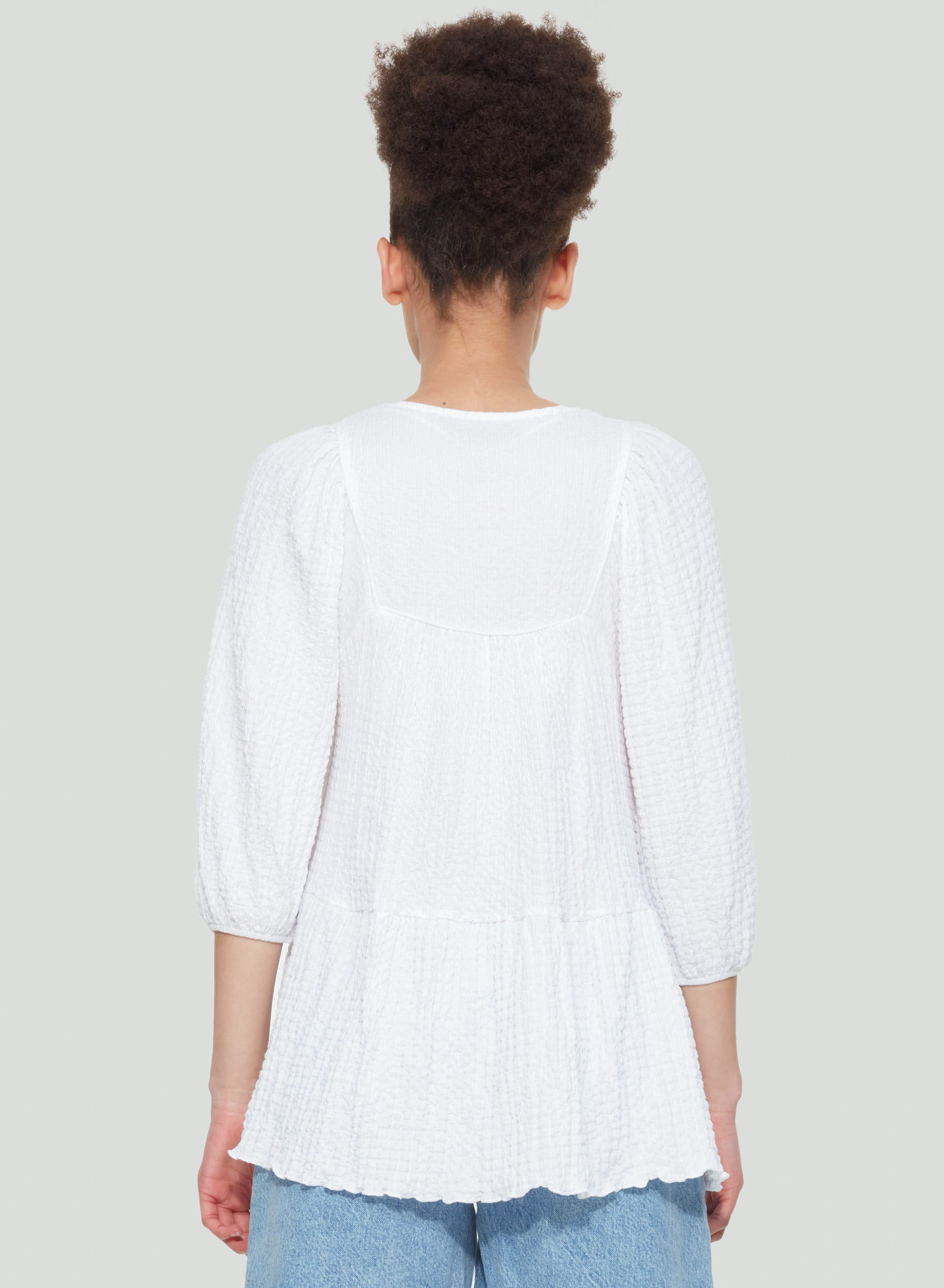 Textured Tiered Top With Tie