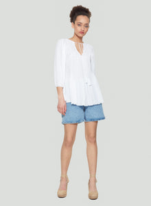 Textured Tiered Top With Tie