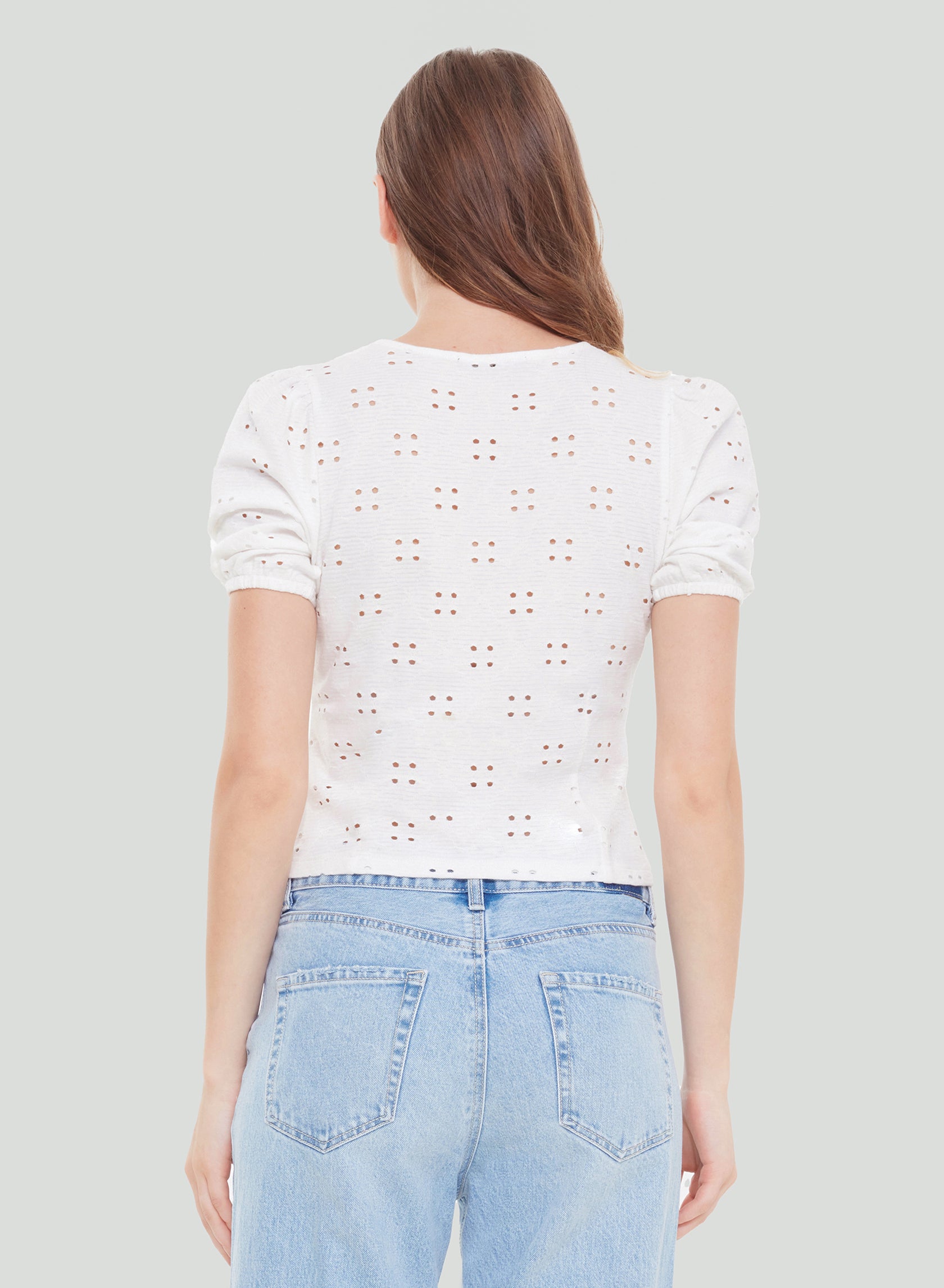 Puff Sleeved Eyelet Blouse