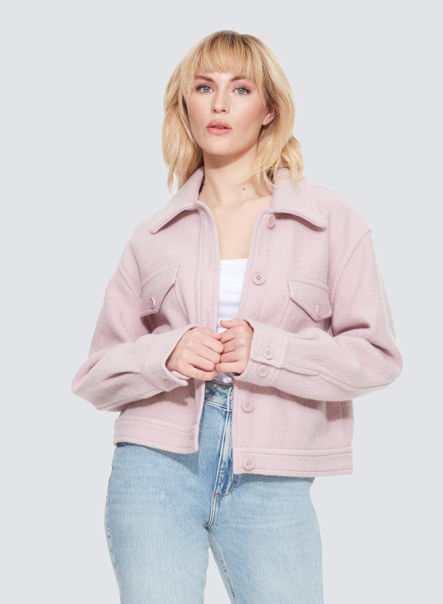 Solid Fleece Cropped Jacket