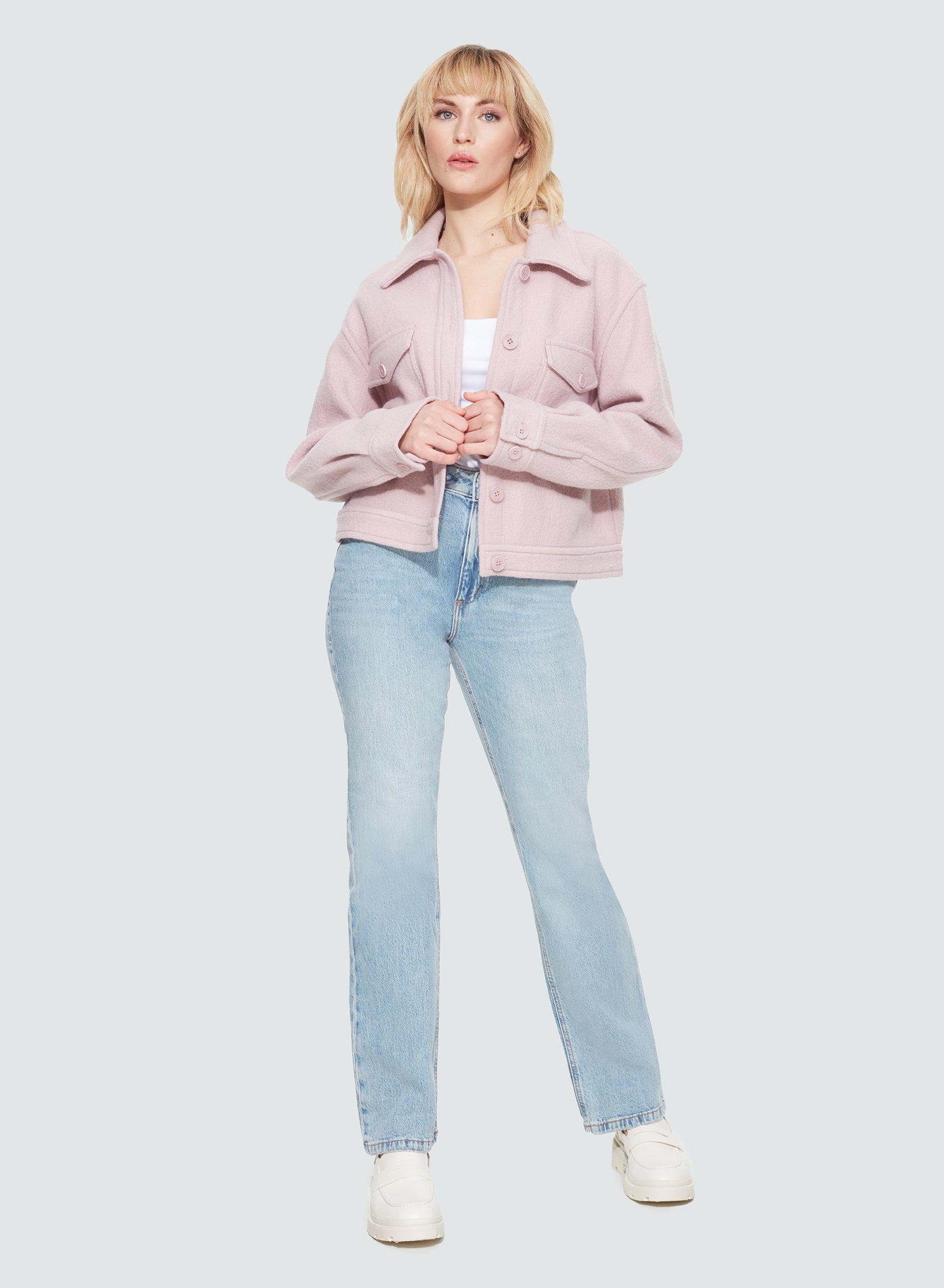 Solid Fleece Cropped Jacket