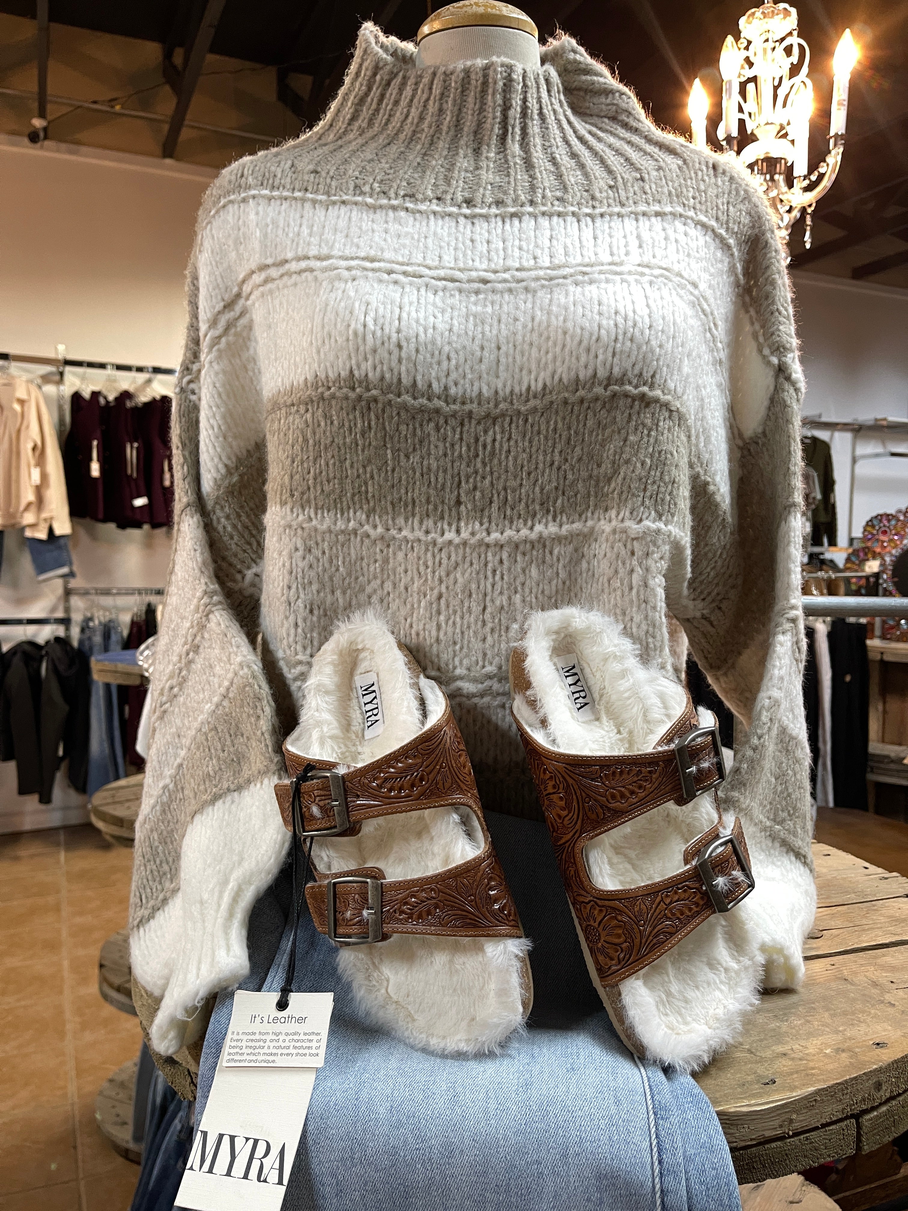 Italian Cream Stripe Cozy Sweater