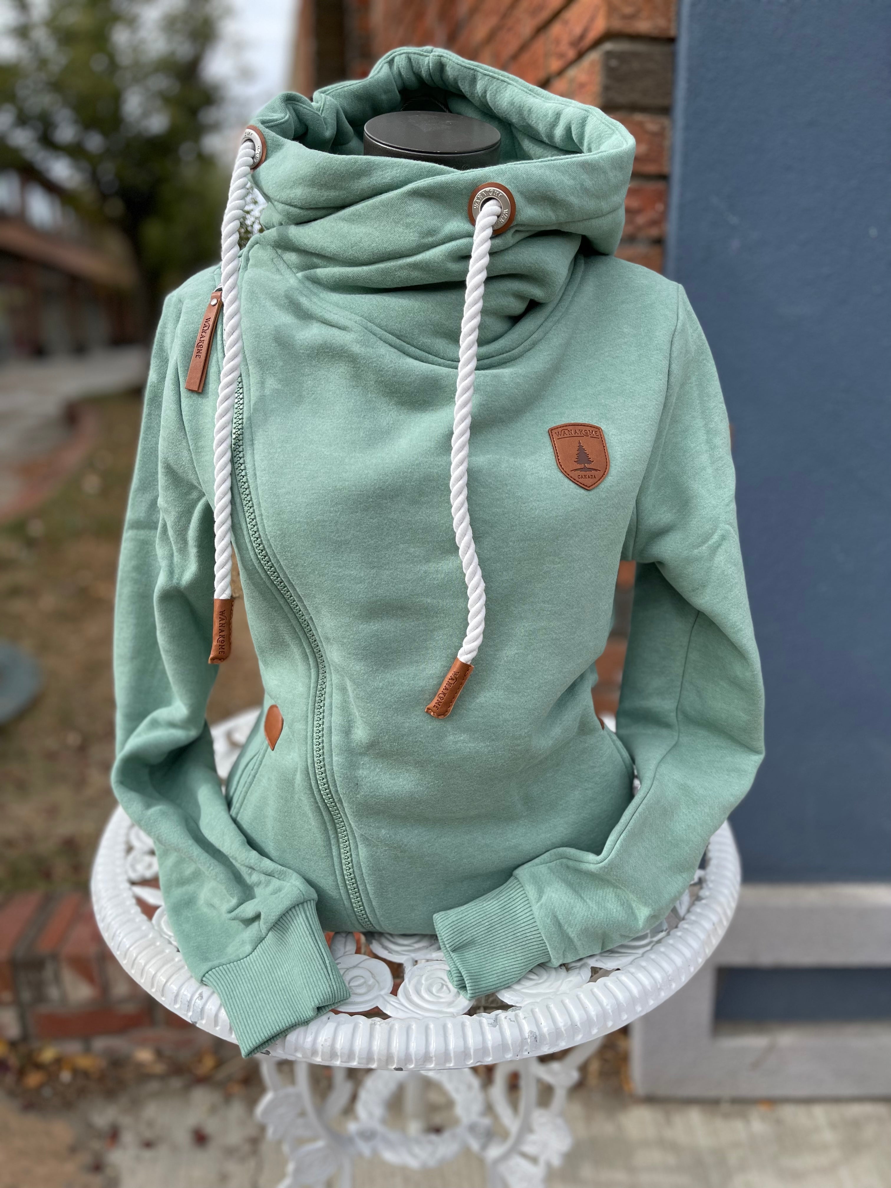 SMALL ONLY  Leaf Green Side Zip Hoodie