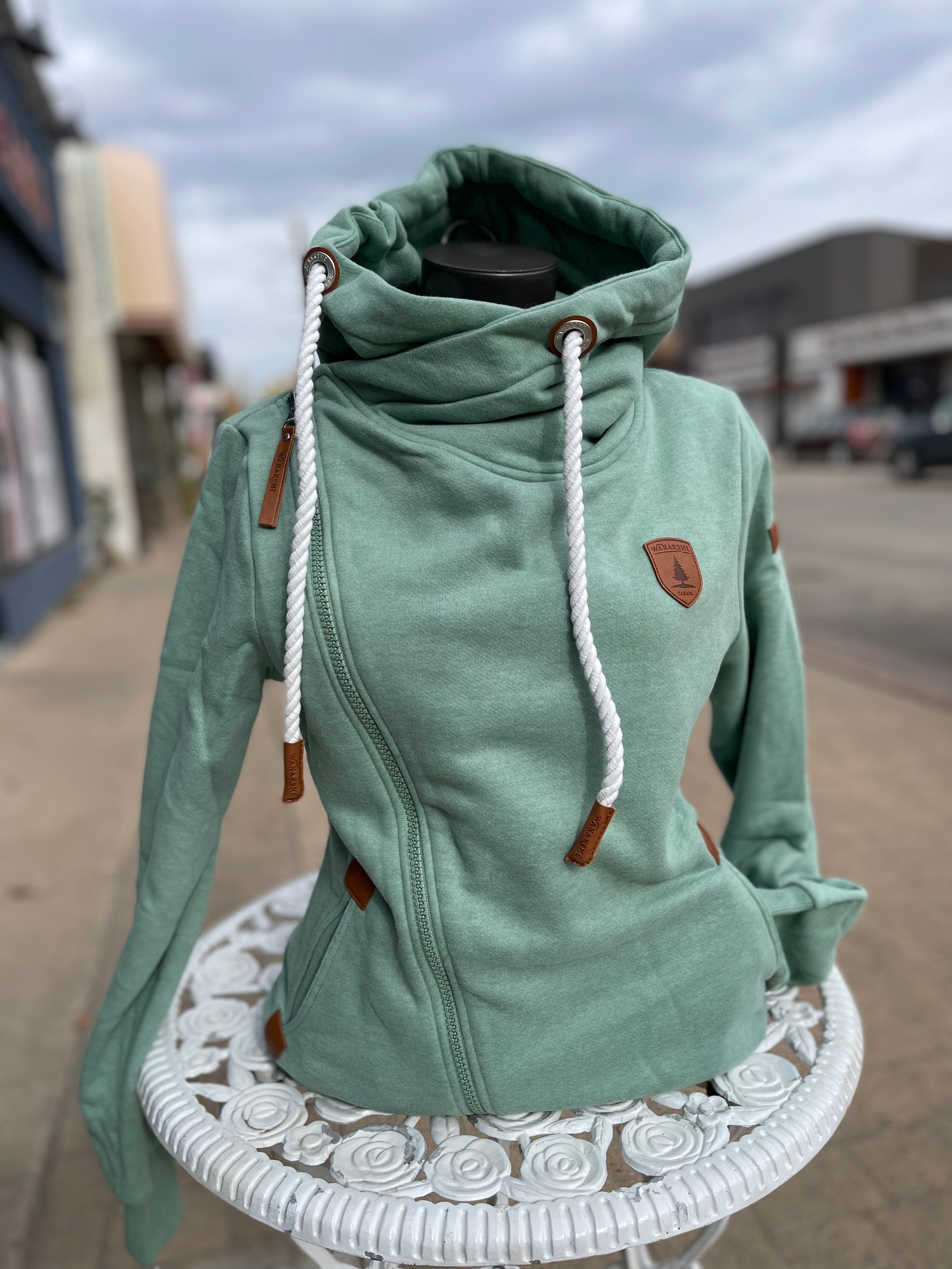 SMALL ONLY  Leaf Green Side Zip Hoodie