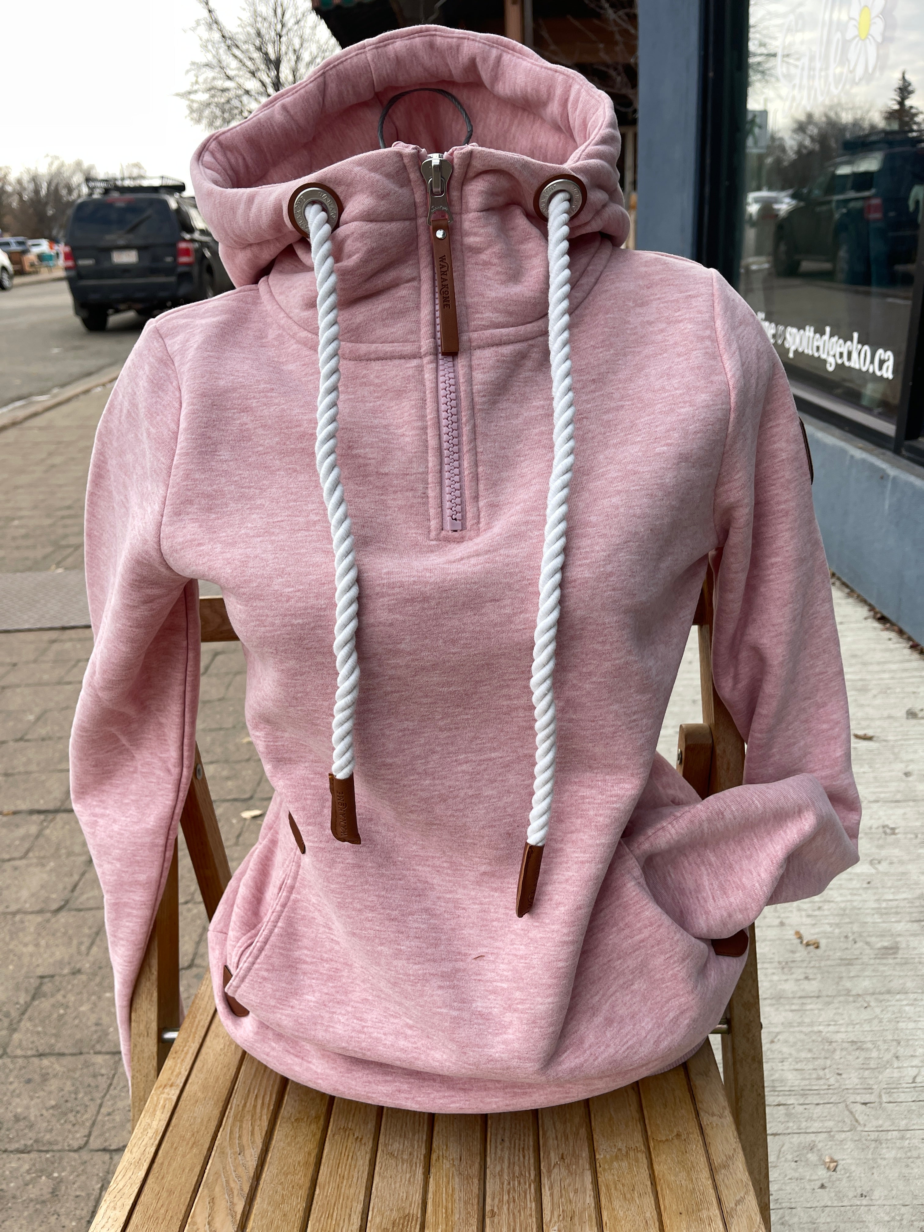 Half Zip Heather Pink