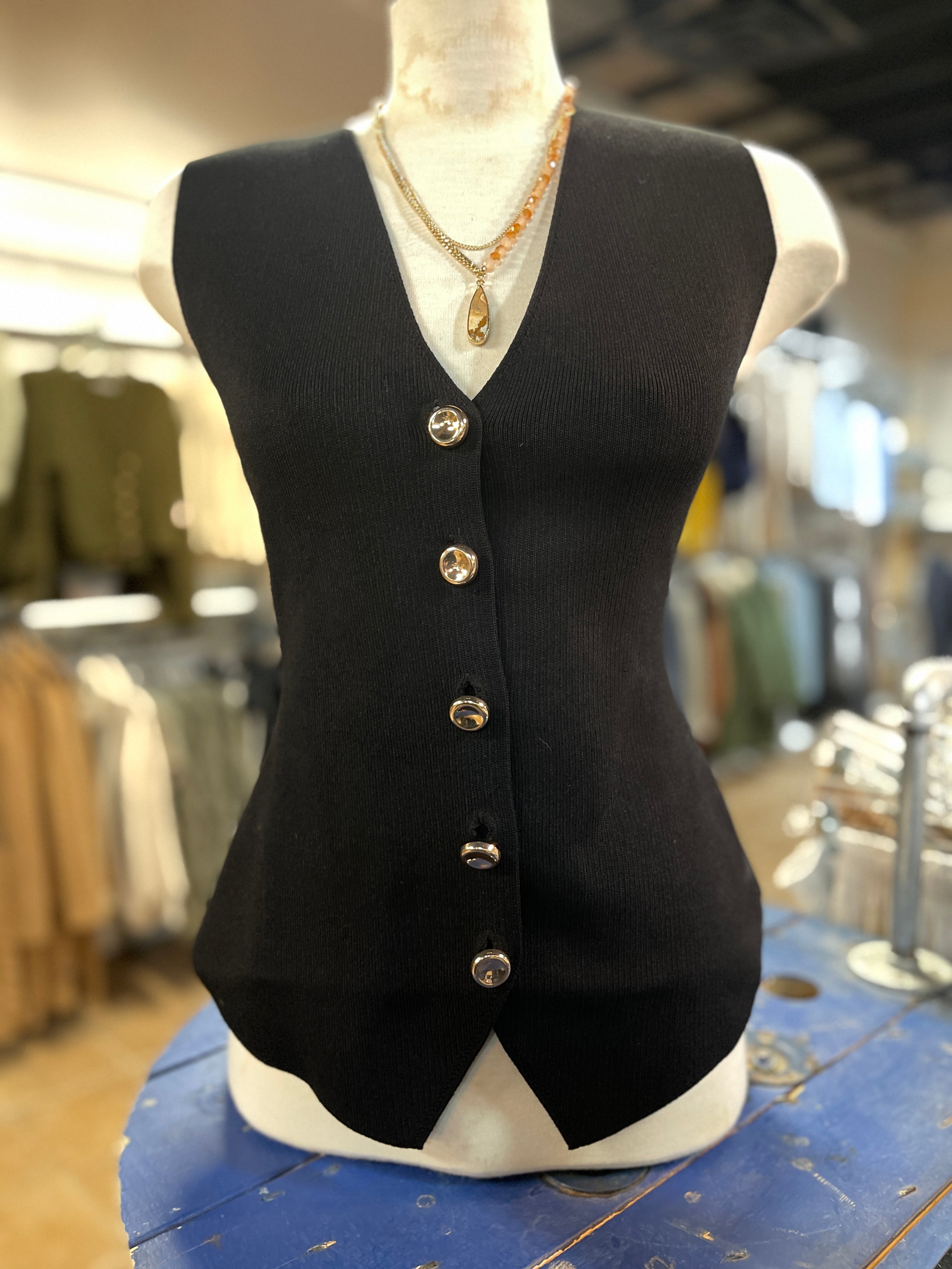 Gold Button Knit Vest
