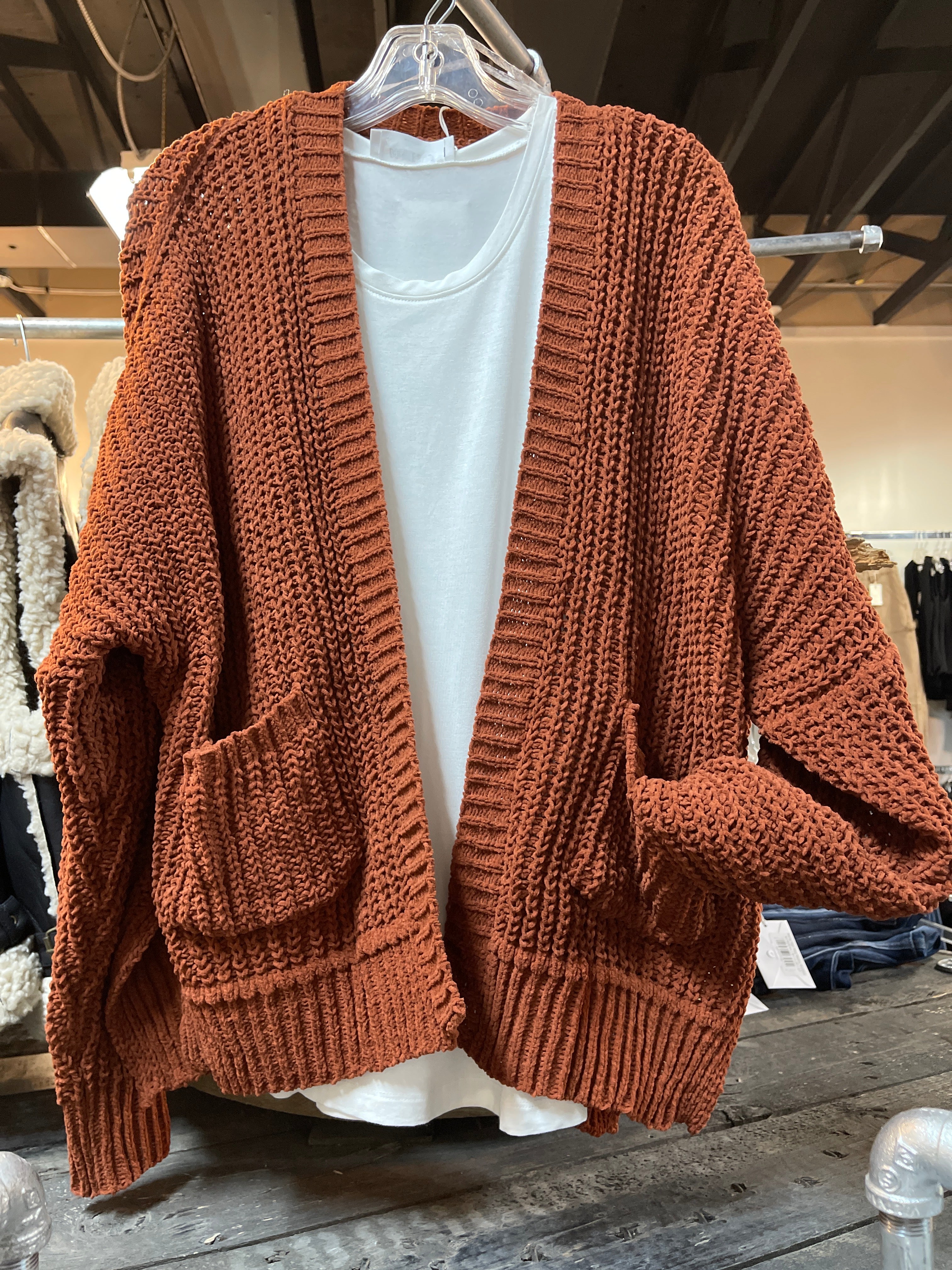 Rust Chenille Cardigan