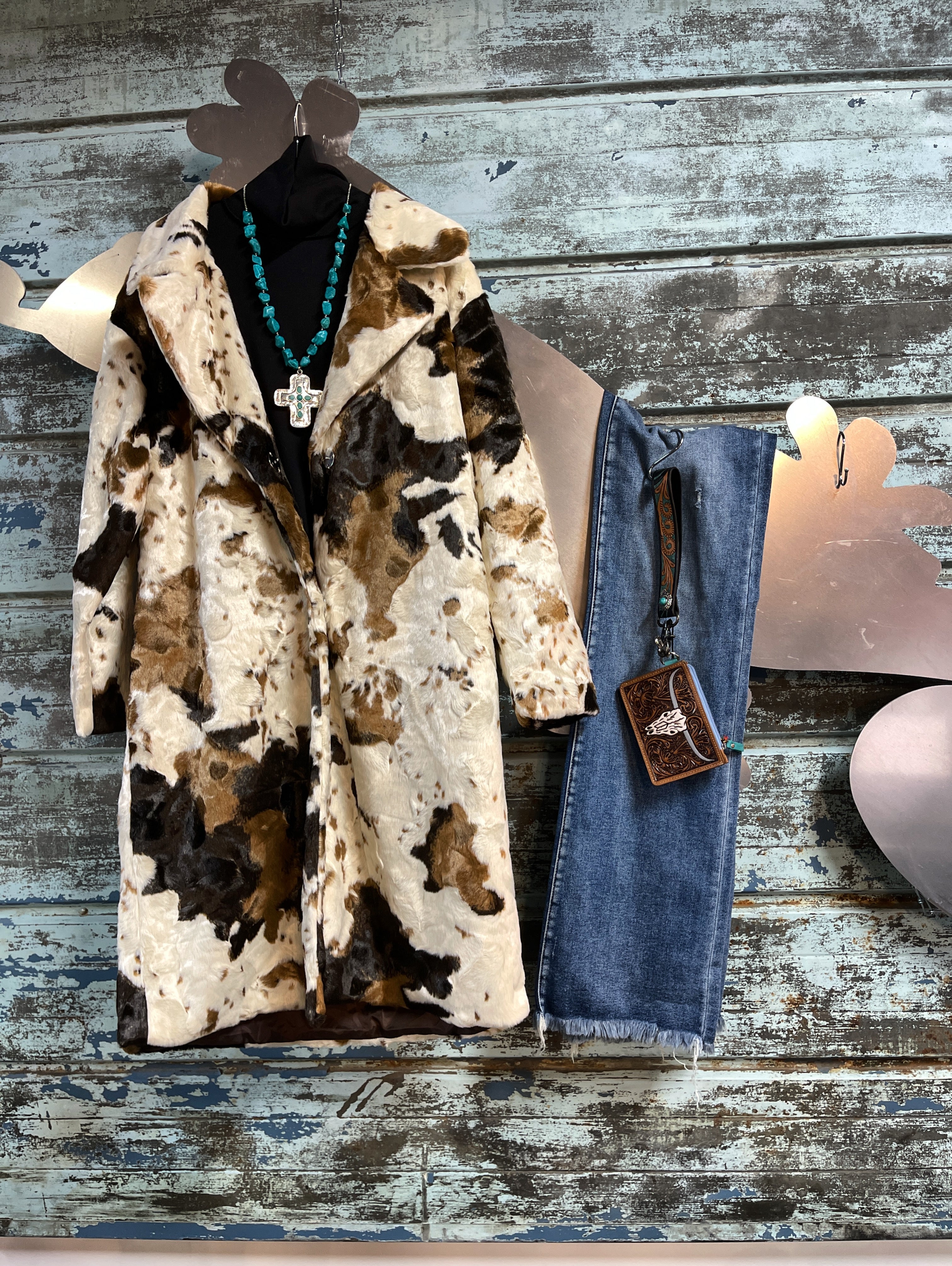 Avery Faux Fur Long Cow Jacket