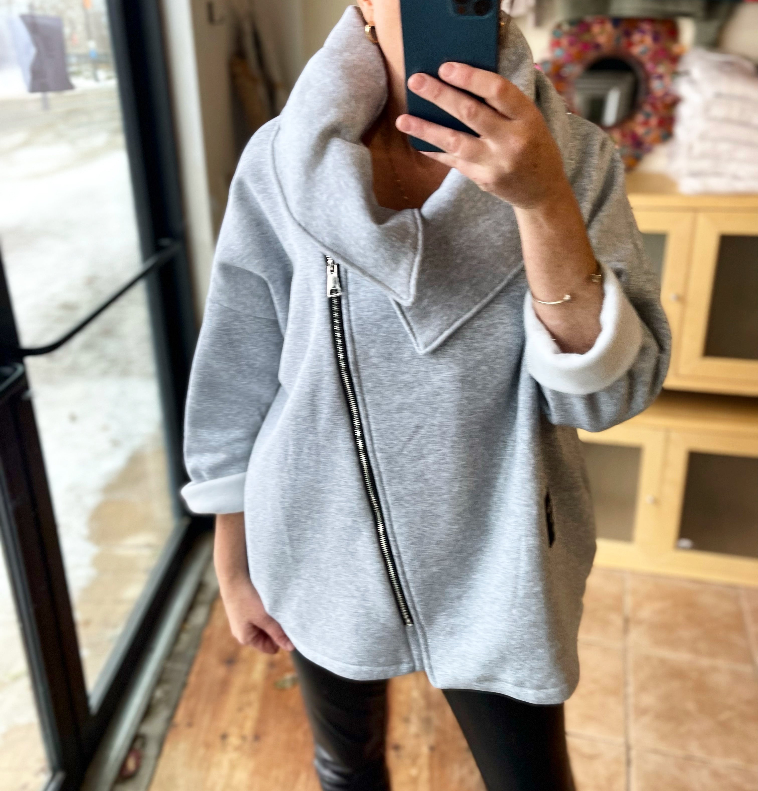 Asymmetrical side zip hoodie