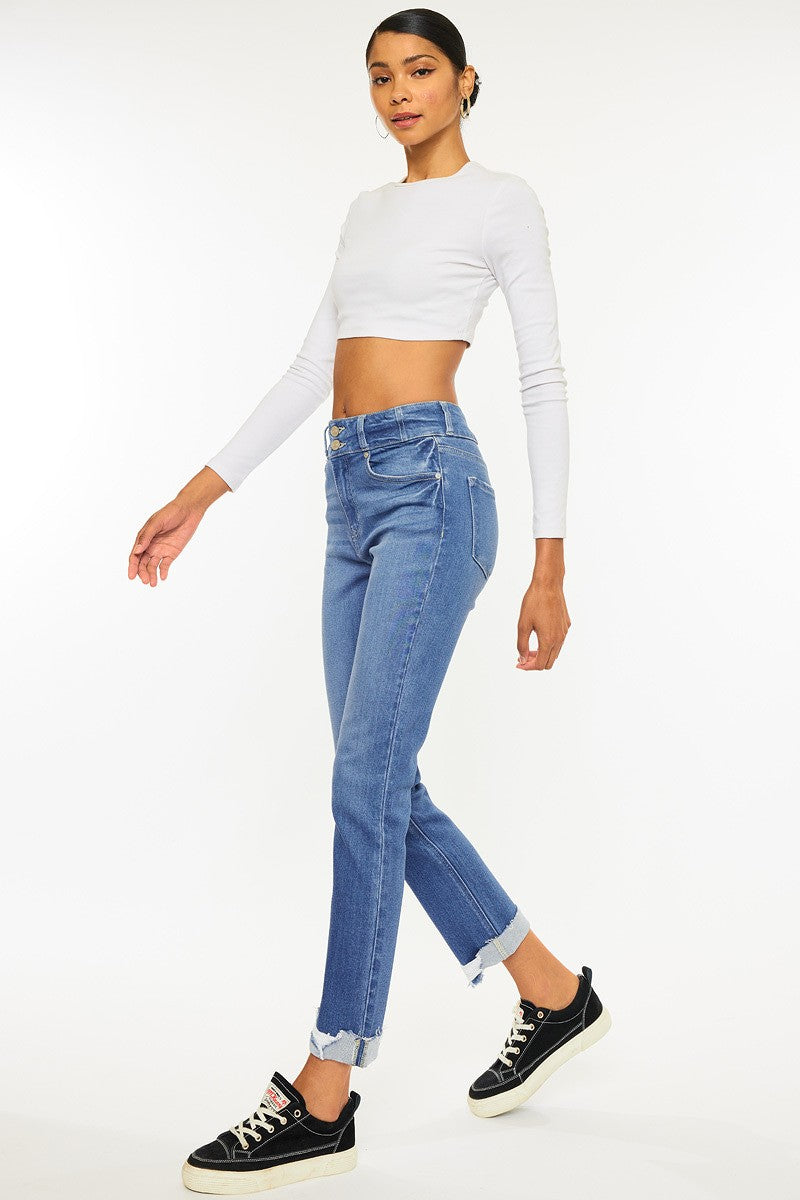 Sarah High Rise Slim Straight Jean