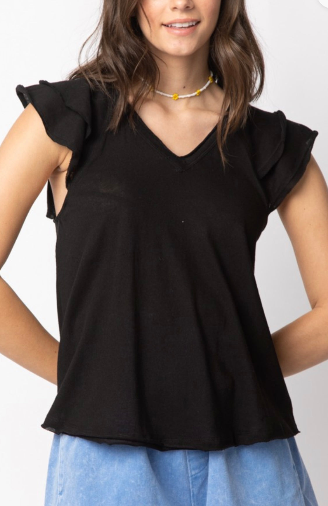 V Neck Ruffle Tank Top