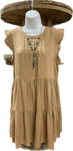 Linen Blend Baby Doll Dress