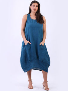 Linen Pocket Sleeveless Dress