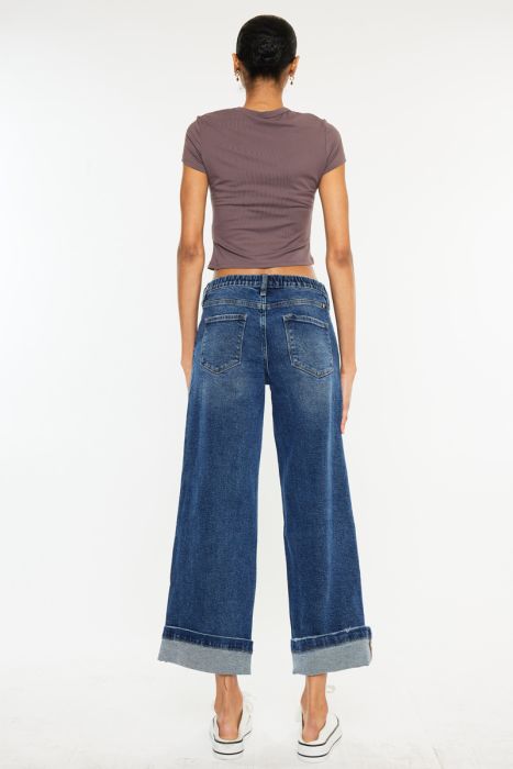 High Rise Cropped Wide Leg Denim