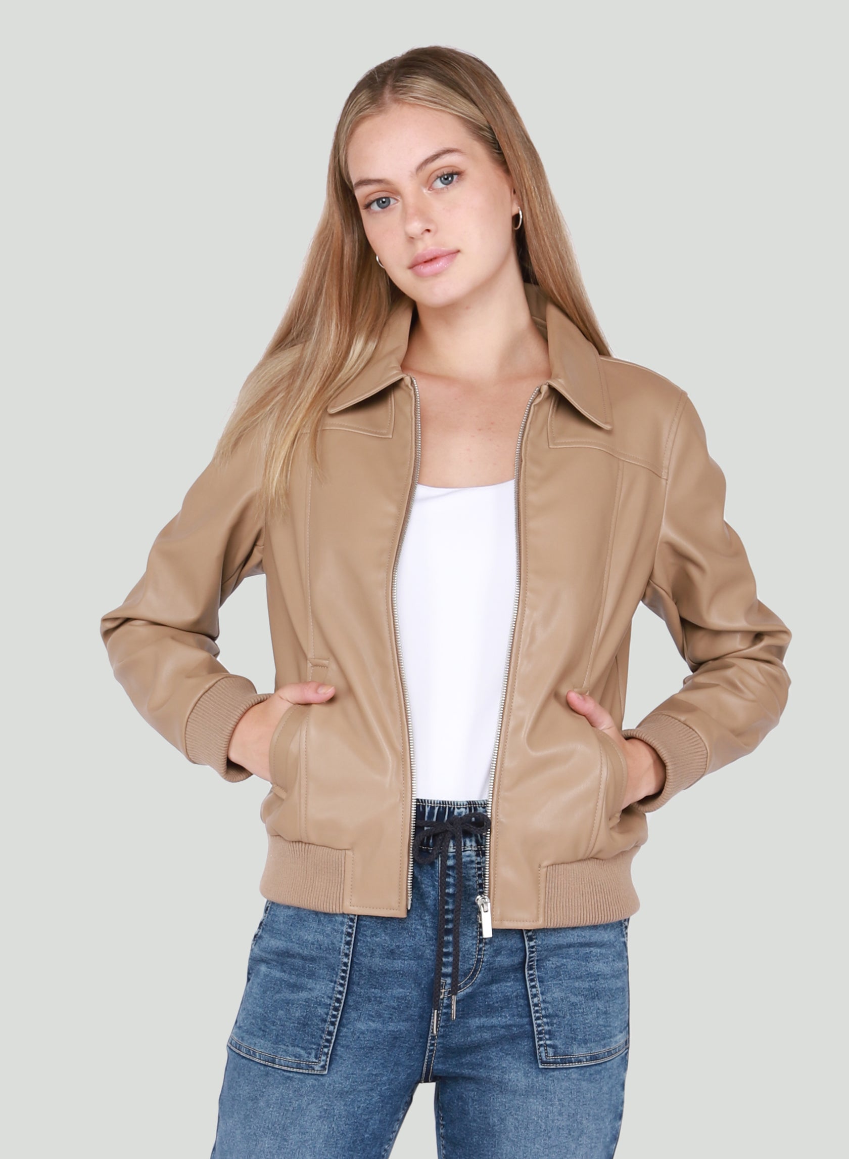 Pu Bomber Jacket