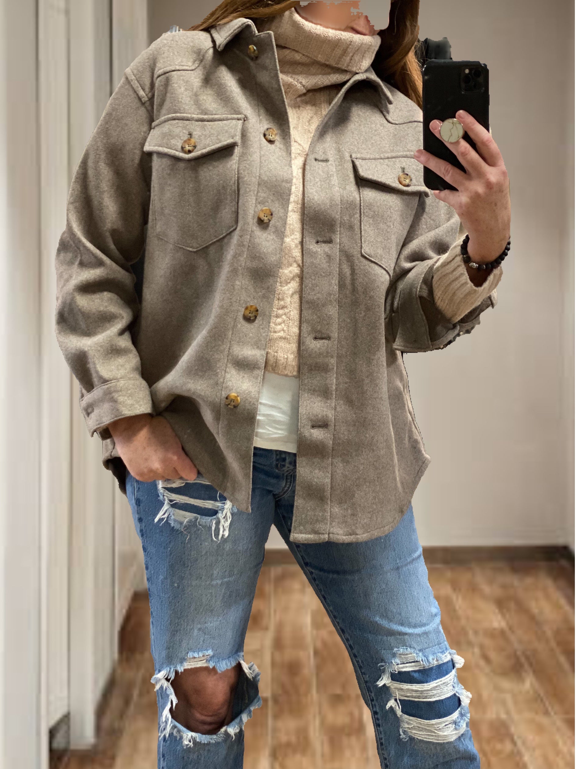 Oatmeal Fleece Oversized Shacket