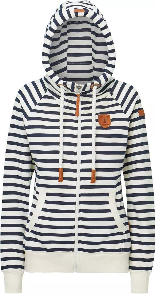 Hera Striped Front Zip Hoodie