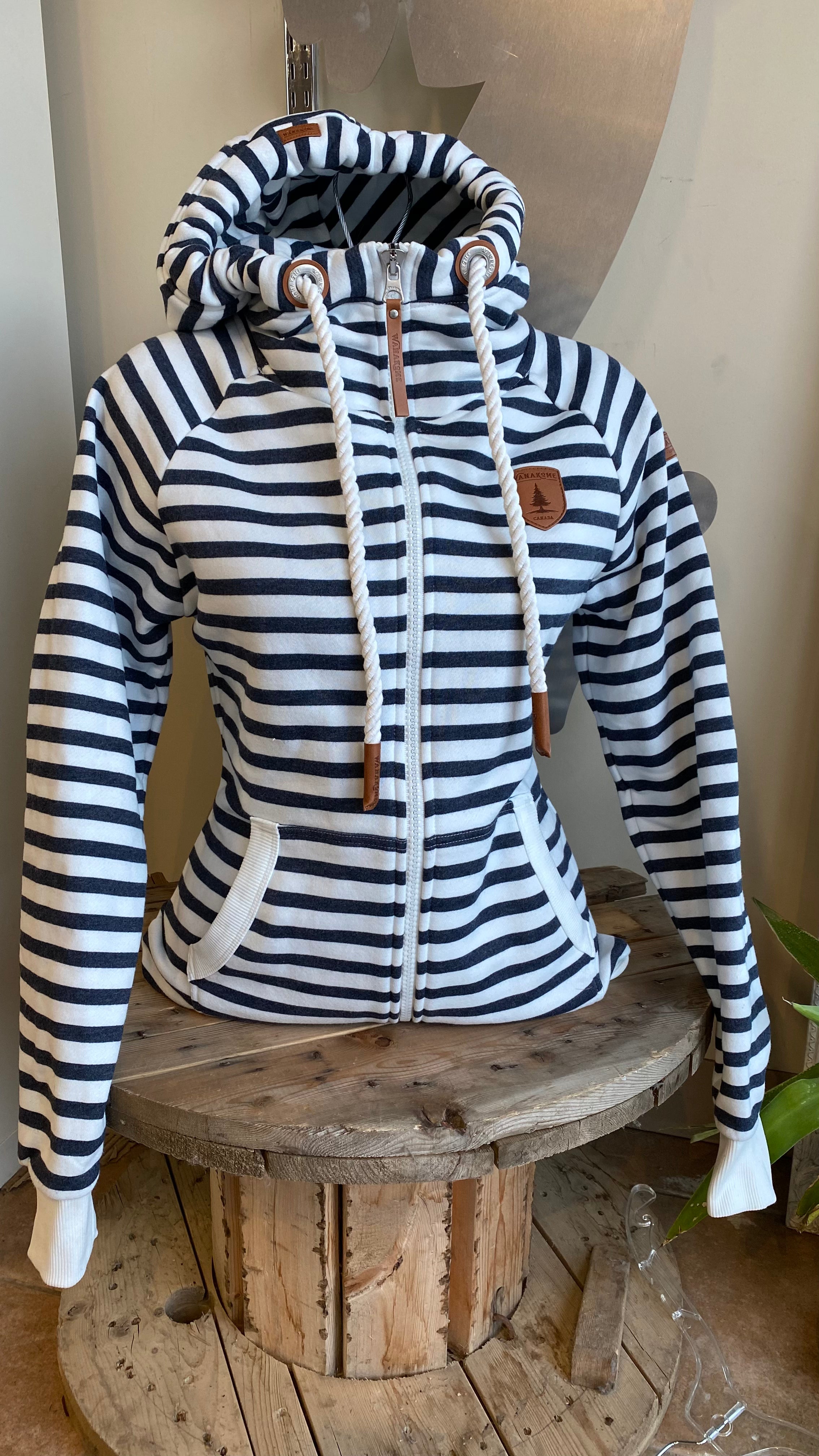 Hera Striped Front Zip Hoodie