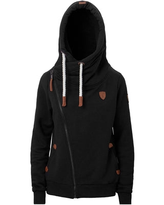 Athena Cross Zip Hoodie Black